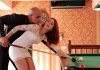 Snooker teacher teaching how to pick up the cue
